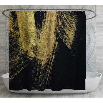 Texture Of Black Gold Hand Drawn Brush Shower Curtain