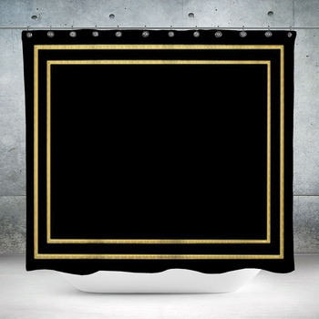 The Antique Gold Frame On The  Custom Size Shower Curtain