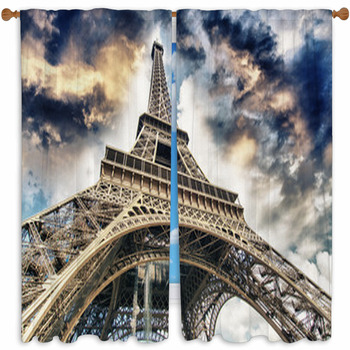 The Eiffel Tower From Below Custom Size Window Curtain