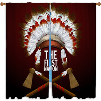 The First Nation Illustration Custom Size Window Curtain