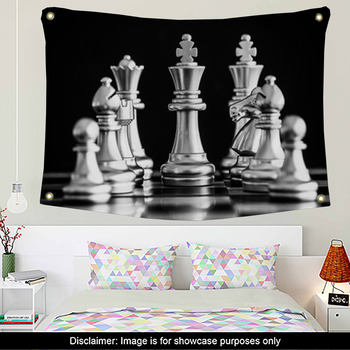 The King in battle chess game stand on chessboard with black