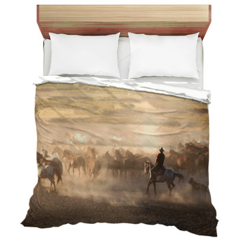 The Old Horses Run Out Of Dust In Smoke Duvet Cover