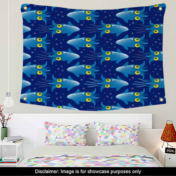 Fish Tapestry, Vintage Style Group of Various Different Fish Animals  Seafood Theme Grunge Effect, Fabric Wall Hanging Decor for Bedroom Living  Room