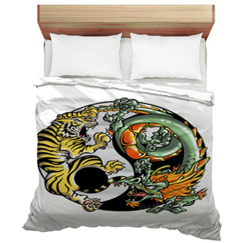 Yin authentic Yang – Dragon Couple – Boho Mandala Yinyang – Dragon Lovers – Bedding Cover Set