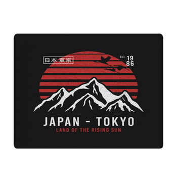 Tokyo Japan T Shirt Design With Mountains Crane  Bath Mat