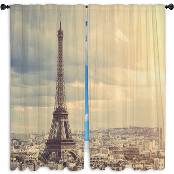 Tour Eiffel In Paris Window Curtain