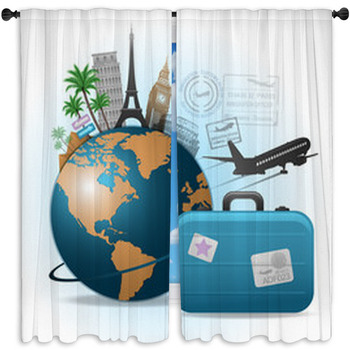 Travel Background Illustration Window Curtain