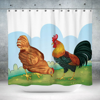 Two Hen Standing Custom Size Shower Curtain