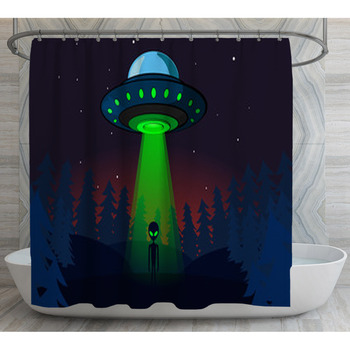 Star Alien Wars Printed Pattern 180x180cm Shower Curtain Pedestal