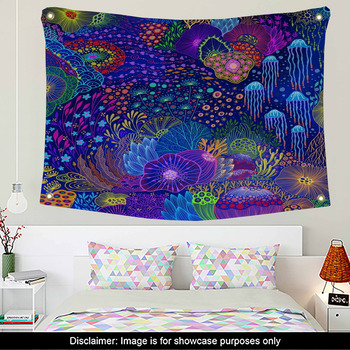 Home decor colorful ocean fish tapestry wall hanging wall decoration art tapestry  bedroom window decoration wall hanging curtain background size tapestry