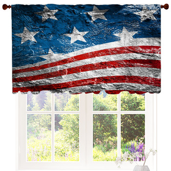  Vintage American Flag Window Curtain,Men 3D Bass Fish