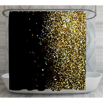 Vector Black Background With Gold Glitter  Shower Curtain