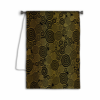 Vector Golden Black Abstract Swirls Seamless Towel