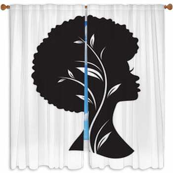 Vector Illustration Of Black Custom Size Window Curtain