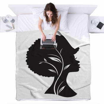 Vector Illustration Of Black African Fleece Bed Cover