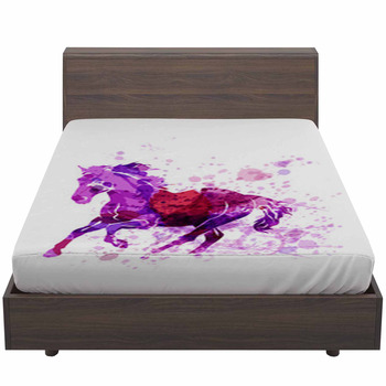 Vector Illustration Of Running Horse Bed Sheet