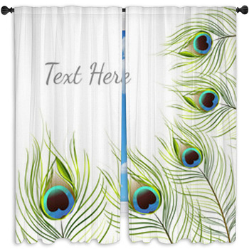 Blackout Window Curtain peacock feathers background illustration 