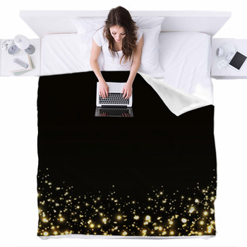 Black and gold Fleece Blanket Throws