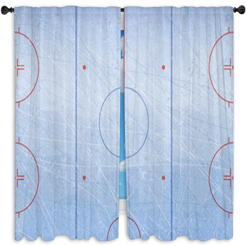 Vector Of Ice Hockey Rink Textures Blue Window Curtain