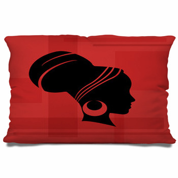 Vector Profile Of African Woman With Pillow Case/Sham