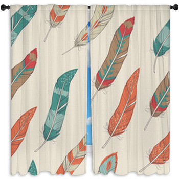 Vector Seamless Pattern With Feathers Window Curtain