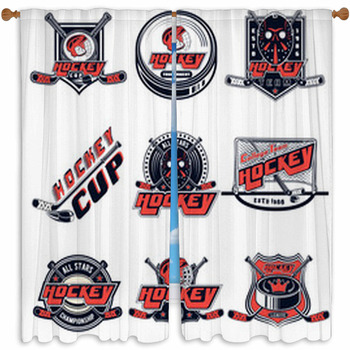 Vector Set Hockey Logos For Custom Size Window Curtain