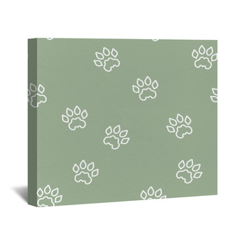 Black Dog Paw Prints On Sage Green Bath Mat