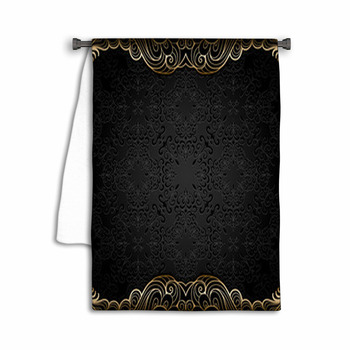 Vintage Black Backgjround With Gold Borders Towel