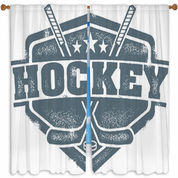 Vintage Hockey Crest Custom Size Window Curtain