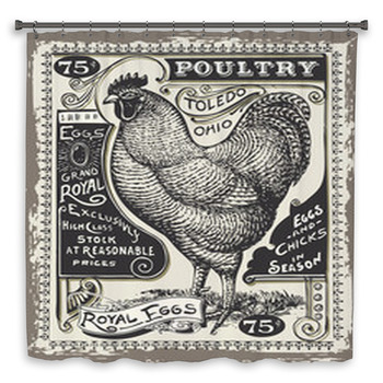 Vintage Poultry And Eggs Custom Size Shower Curtain