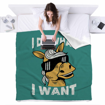 Vintage Slogan Typography I Do What I Fleece Bed Cover