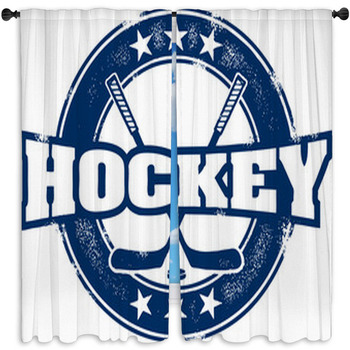 Vintage Style Hockey Stamp Window Curtain