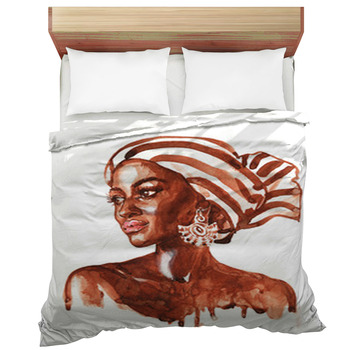 Watercolor Beauty African Woman Painting Comforter