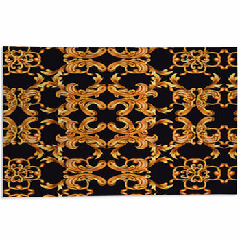 Damask Baroque Pattern Black on White Hand & Bath Towel