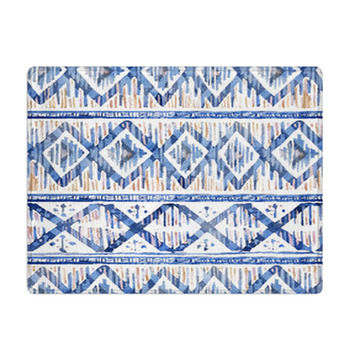 Watercolor Ikat Seamless Pattern Vibrant Ethnic  Bath Mat