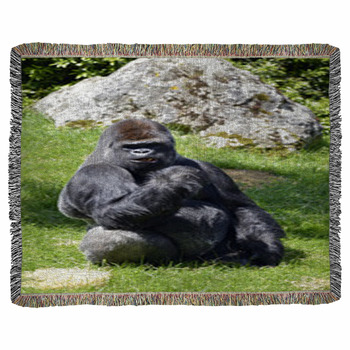 https://www.visionbedding.com/images/theme/western-lowland-gorilla-sitting-grass-woven-throw-blanket-57015515.jpg