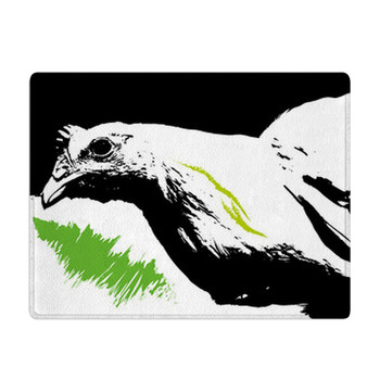 White Chicken Illustration Bath Mat