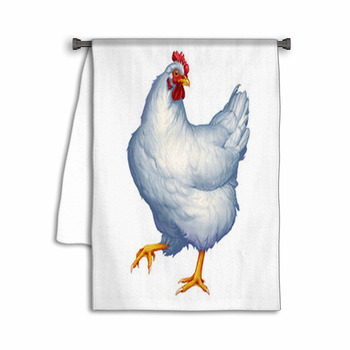 White Chicken Illustration Realistic Isolate Art Towel