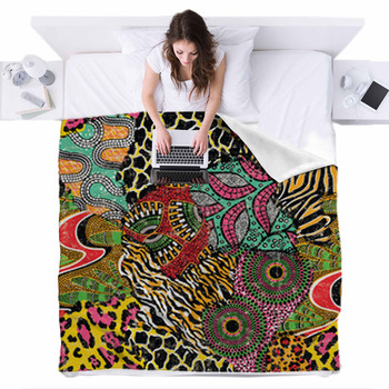 Wild Animal Skins And Traditional Fleece Bed Cover