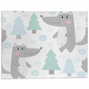 Winter Forest Animals Outdoor Rug