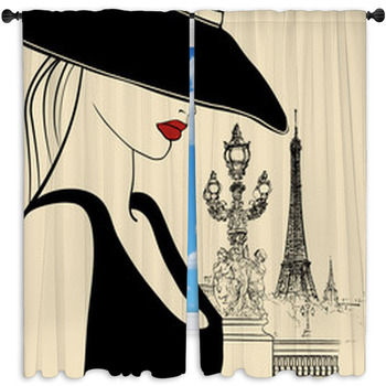 Woman On Alexander III Bridge In Paris Window Curtain