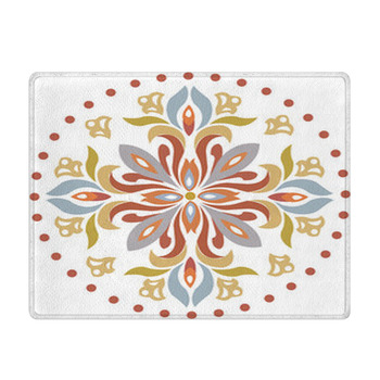 Wood Carving Color Pattern Vector Bath Mat