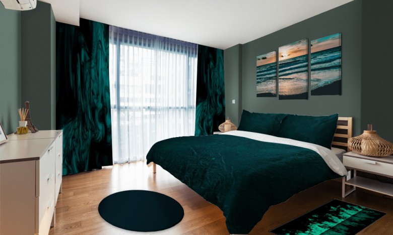 Plain Masculine Teal Bedroom Decor