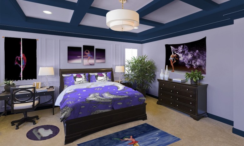 Purple Figure Skating Themed Bedroom Decor