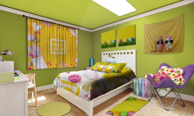 Yellow Easter Themed Bedroom Decor