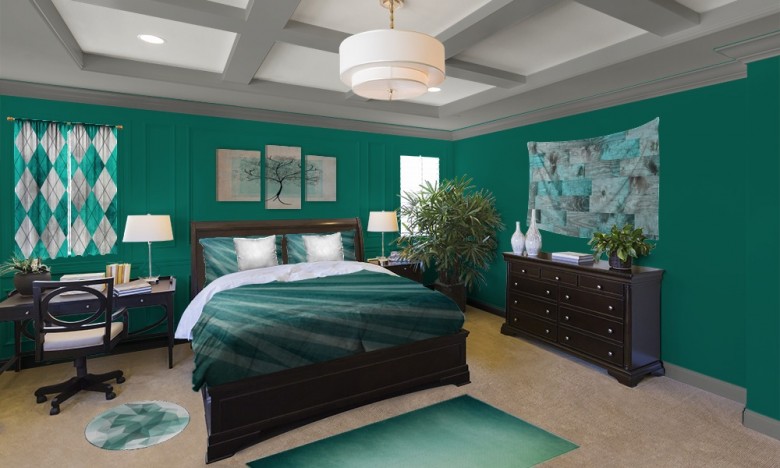 Classic Teal and Gray Bedroom Decor