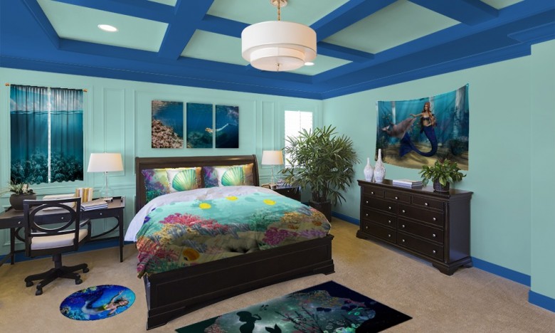 Blue Underwater Mermaid Bedroom Decor